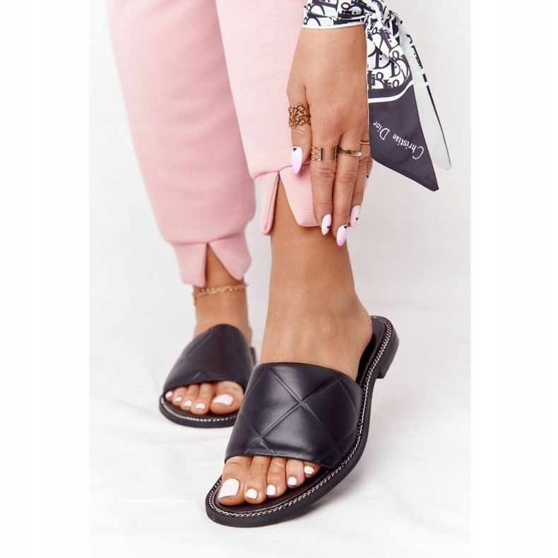 Chaussons Cuir Avec Matelassage Nicole 2650 Noir 2