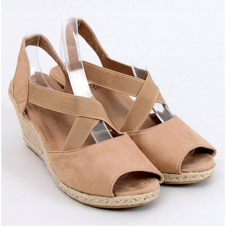 Sandales espadrilles sur compensées beige 9R38 Kaki 1