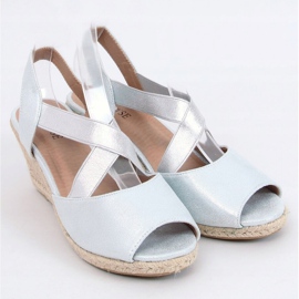 Sandales espadrilles argentées sur semelles compensées argenté 9R38 Argent 1