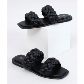 Noir JH200 Chaussons noirs à rayures tressées 1