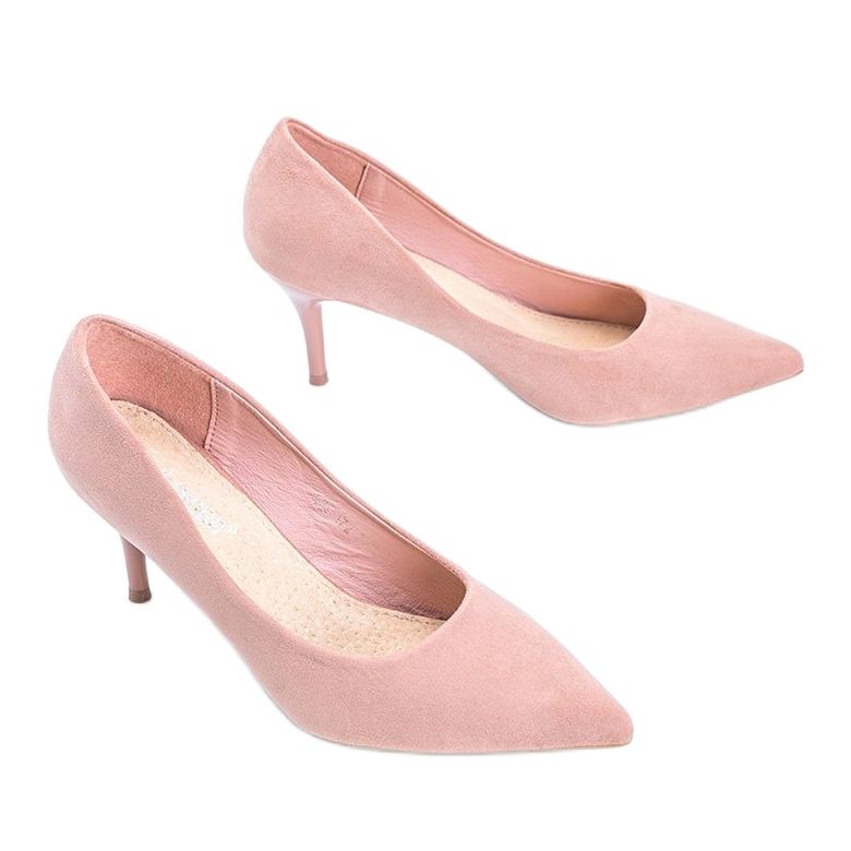 Escarpins roses sur talon aiguille en éco-daim Anissa 2