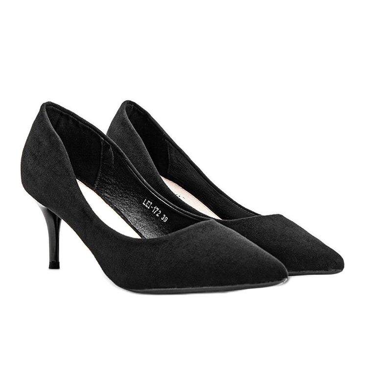 Escarpins noirs sur talon aiguille en éco-daim Anissa le noir 1