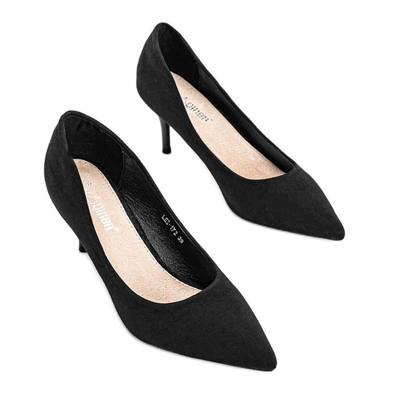 Escarpins noirs sur talon aiguille en éco-daim Anissa le noir 2