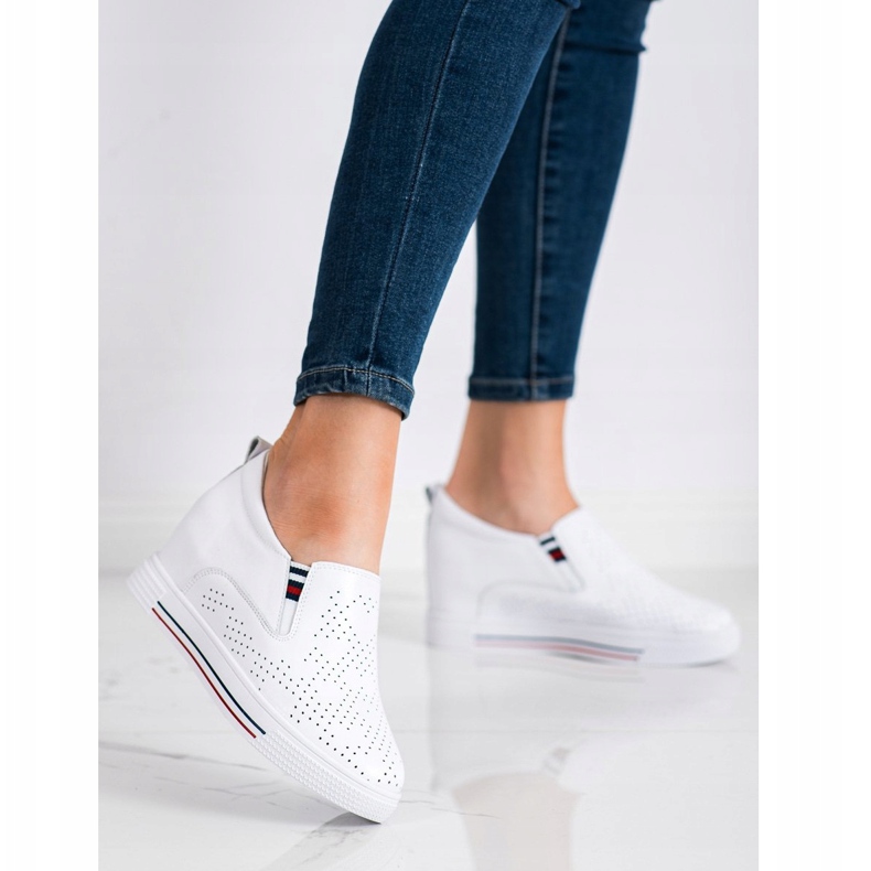 Filippo Chaussures compensées en cuir blanche 1