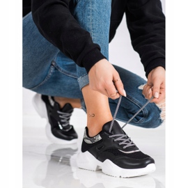 SHELOVET Baskets noires à imprimé serpent 2