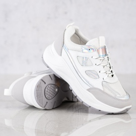 SHELOVET Baskets élégantes blanc argent gris 1