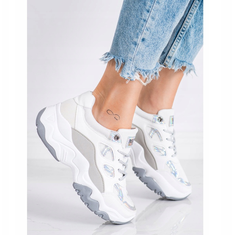 SHELOVET Baskets à lacets à la mode blanche gris 1 SHELOVET Baskets à lacets à la mode blanche gris 1