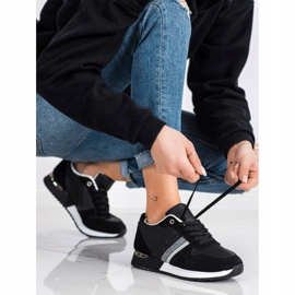 SHELOVET Baskets noires à plateforme scintillante le noir argent 1 SHELOVET Baskets noires à plateforme scintillante le noir argent 1