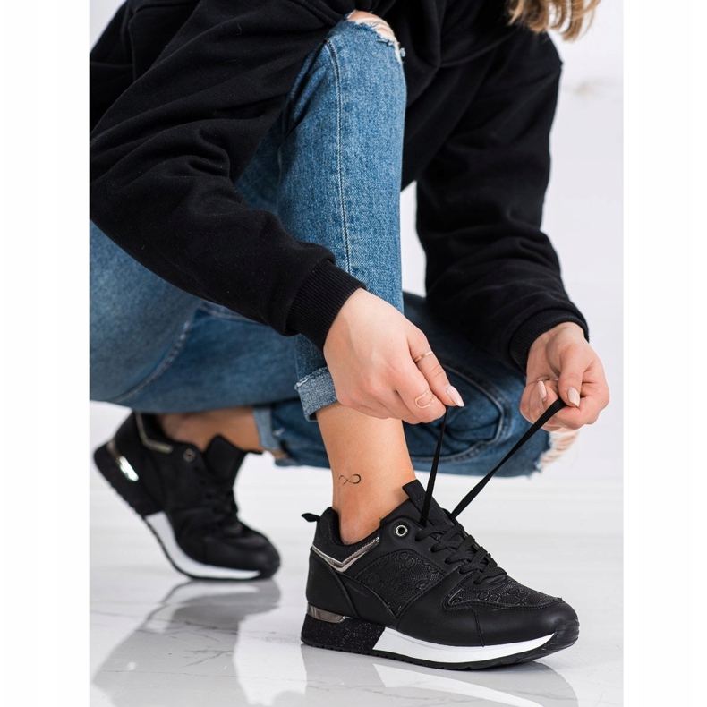 SHELOVET Baskets noires à motifs 2