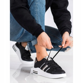 SHELOVET Chaussures de sport noires décontractées argent 1