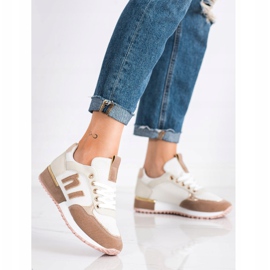 SHELOVET Chaussures de sport avec maille beige blanche d'or 2 SHELOVET Chaussures de sport avec maille beige blanche d'or 2