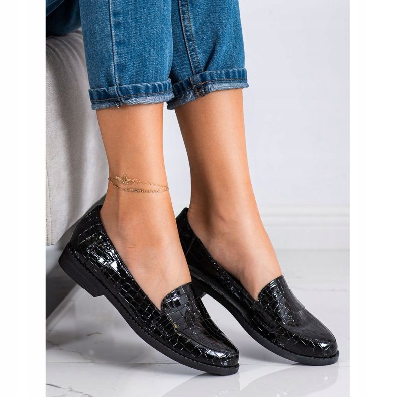SHELOVET Mocassins laqués noirs le noir 1