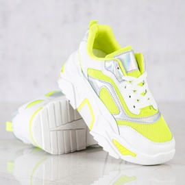 SHELOVET Baskets sur la plate-forme avec maille blanche multicolore vert 3