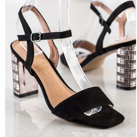 S. BARSKI Sandales Classiques Avec Talon Décoratif S.BARSKI noir argent 2