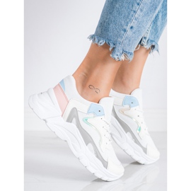 SHELOVET Baskets élégantes sur la plate-forme blanche bleu rose gris 1