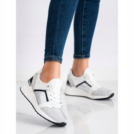 Goodin Baskets en cuir blanc et argent noir gris 1