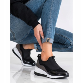 Goodin Baskets compensées en cuir le noir 2