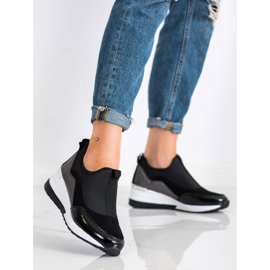 Goodin Baskets compensées en cuir le noir 1