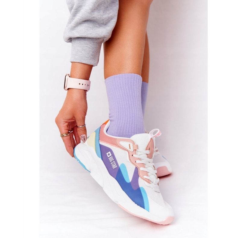 Chaussures de Sport Femme Mousse Mémoire Big Star HH274809 Blanc-Rose violet bleu 1