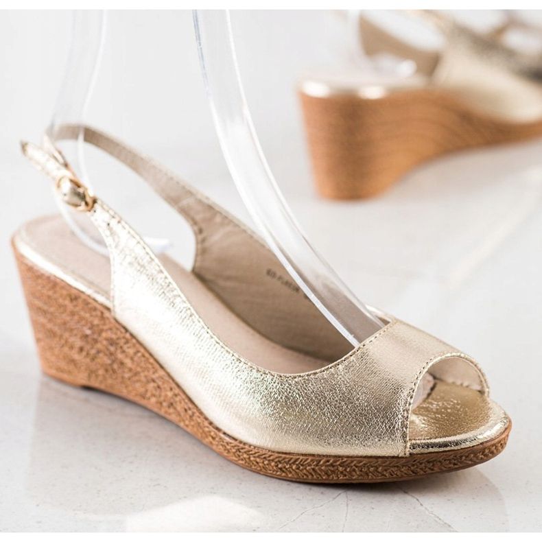 Goodin Sandales compensées décontractées doré 1