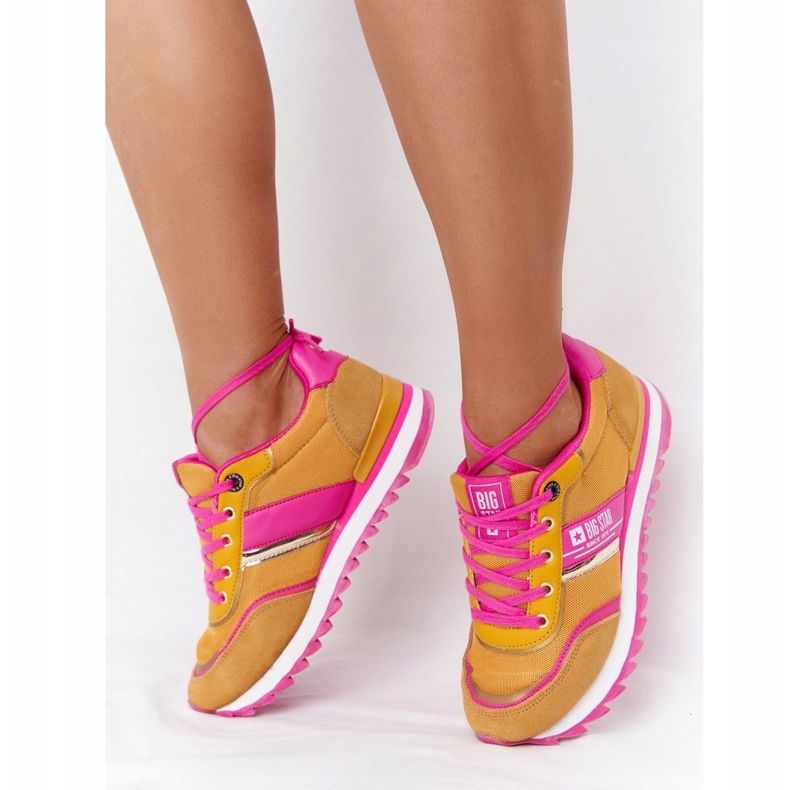 Chaussures de sport pour femmes en mousse à mémoire Big Star HH274273 Jaune rose 2 Chaussures de sport pour femmes en mousse à mémoire Big Star HH274273 Jaune rose 2