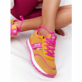 Chaussures de sport pour femmes en mousse à mémoire Big Star HH274273 Jaune rose 5