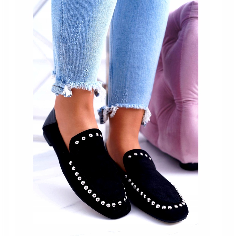 Ballerines Lu Boo Black Lords pour femmes avec strass Planta noir argent 1