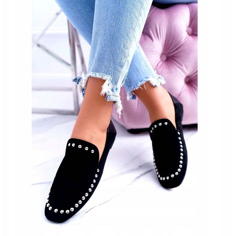 Ballerines Lu Boo Black Lords pour femmes avec strass Planta noir argent 3