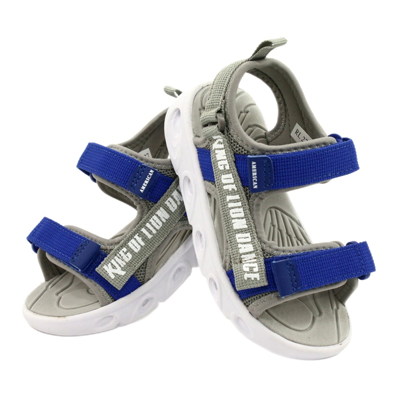 American Club Sandals Boys With Velcro mousse Sole intérieure RL27 / 21 Gray gris 4