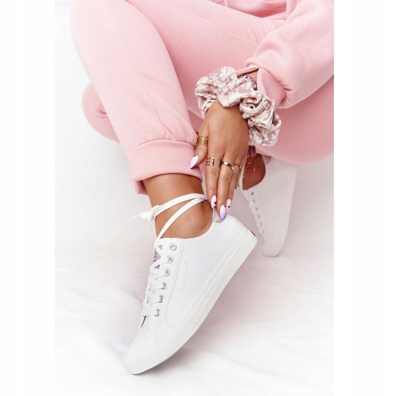 Baskets en cuir écologique pour femmes Cross Jeans HH2R4001C Blanc blanche 2