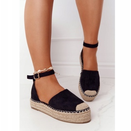 MSMG Espadrilles Sur La Paille Plateforme Noir Bali 2
