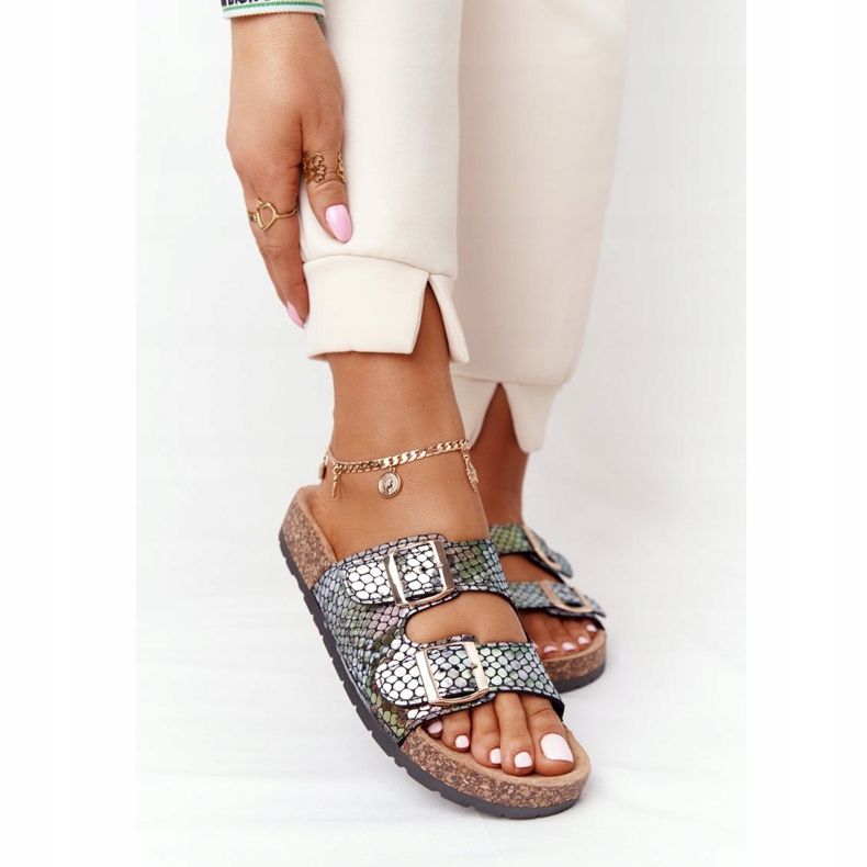 MSMG Sandales Boa Noires Sur Semelle En Liège multicolore 2