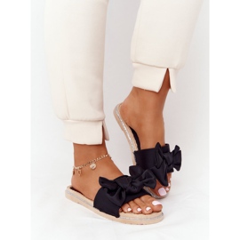 MSMG Pantoufles Andrea Noires En Caoutchouc Avec Nœud beige le noir 2