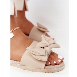 MSMG Pantoufles Andrea En Caoutchouc Beige Avec Un Nœud 5