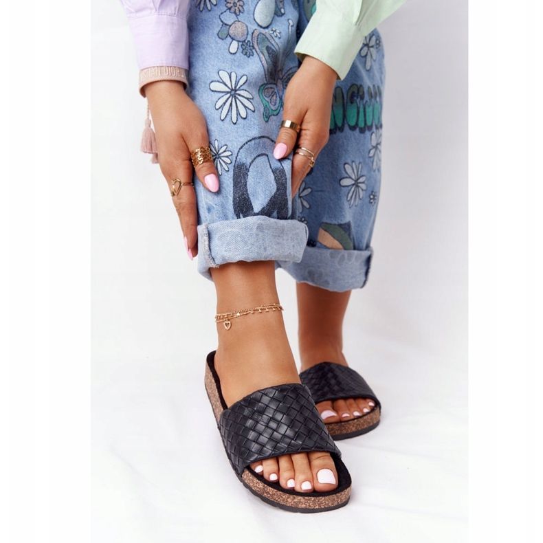 MSMG Chaussons Catalina Noirs En Cuir Sur Semelle En Liège le noir 2