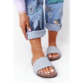 MSMG Chaussons Catalina Bleus En Cuir Sur Semelle En Liège 3