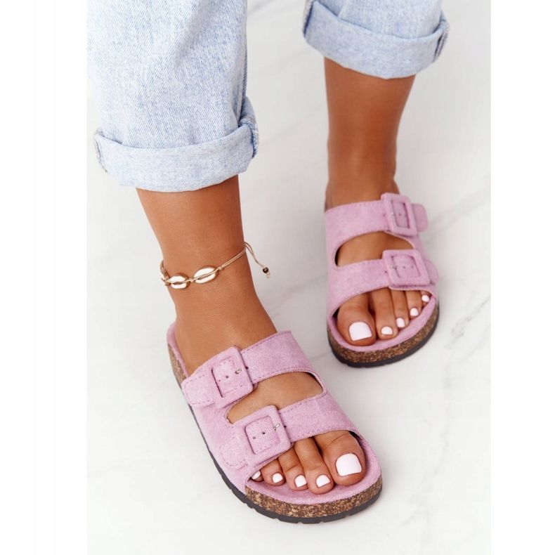 MSMG Chaussons En Daim Sur Une Semelle En Liège Violet Clair Jennifer 1