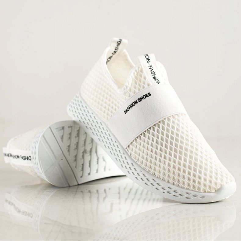 SHELOVET Baskets à enfiler avec maille blanc 2