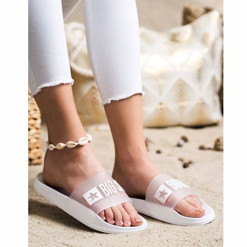 Pantoufles Big Star pour femmes FF274A199 blanc 1