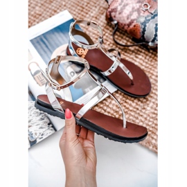 Lu Boo Argent Miroir Sandales Romain Japonais Lento 1