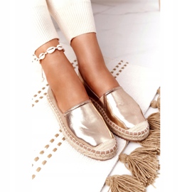 Espadrilles En Cuir Sur Une Semelle Tressée Big Star HH274503 Doré d'or 4