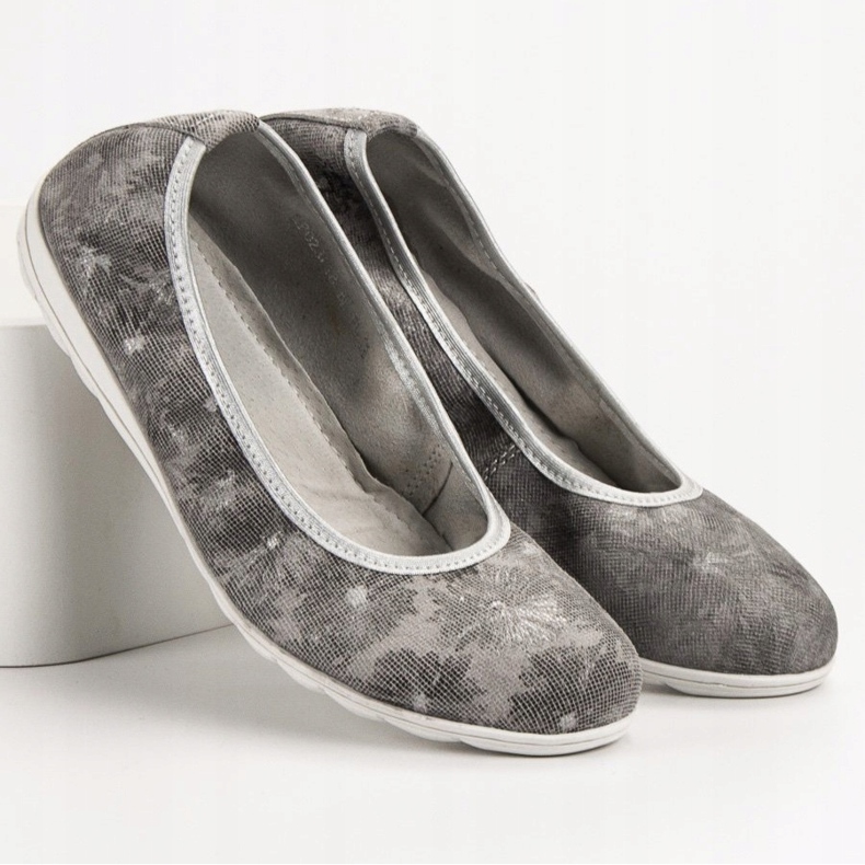 Filippo Ballerines en cuir gris 2