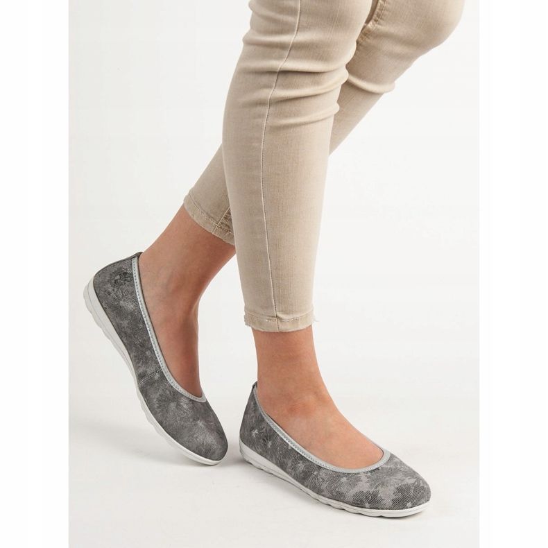 Filippo Ballerines en cuir gris 1