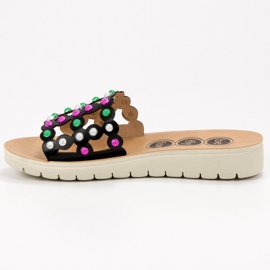 SHELOVET Pantoufles décontractées pour femmes le noir multicolore 7