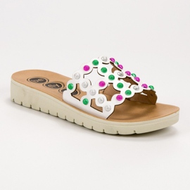 SHELOVET Pantoufles décontractées pour femmes blanc multicolore 1