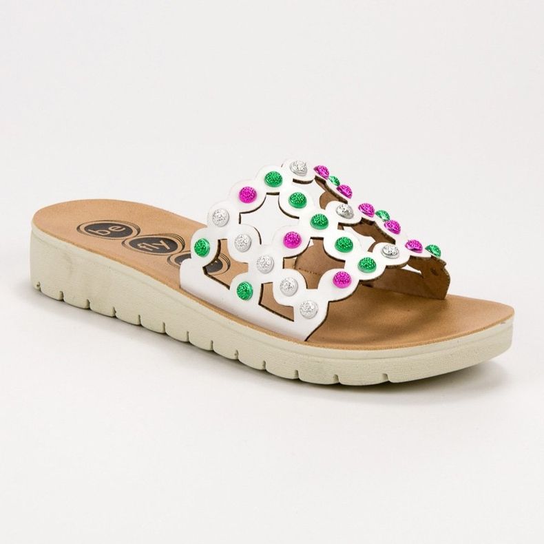 SHELOVET Pantoufles décontractées pour femmes blanc multicolore 1