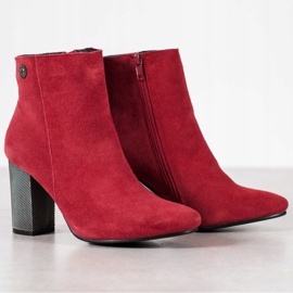 Goodin Bottines En Cuir Sur Un Pilier rouge 1