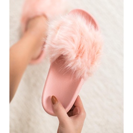 SHELOVET Pantoufles En Caoutchouc Avec Fourrure rose 2