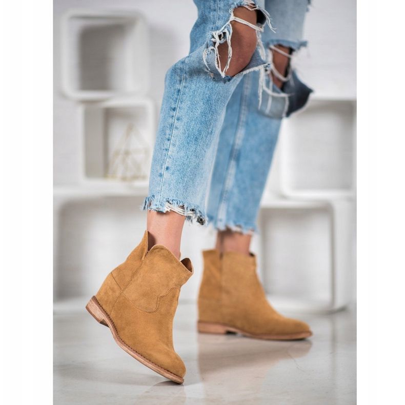 Bella Paris Bottes de cowboy en daim brun 1