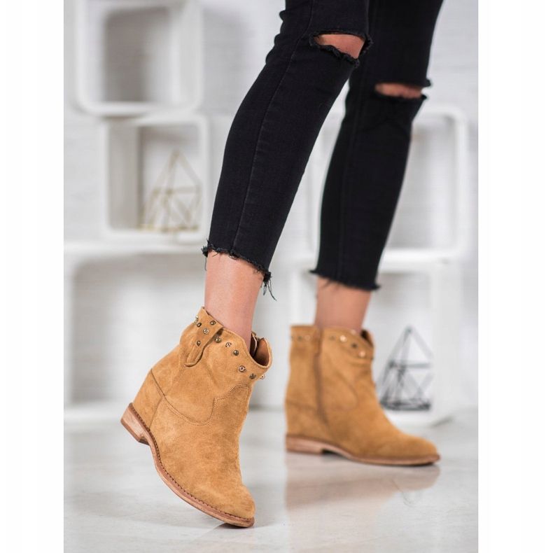 Bella Paris Santiags en daim à jets brun 1